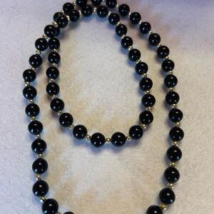 Vintage Ebony and Gold Bead Necklace